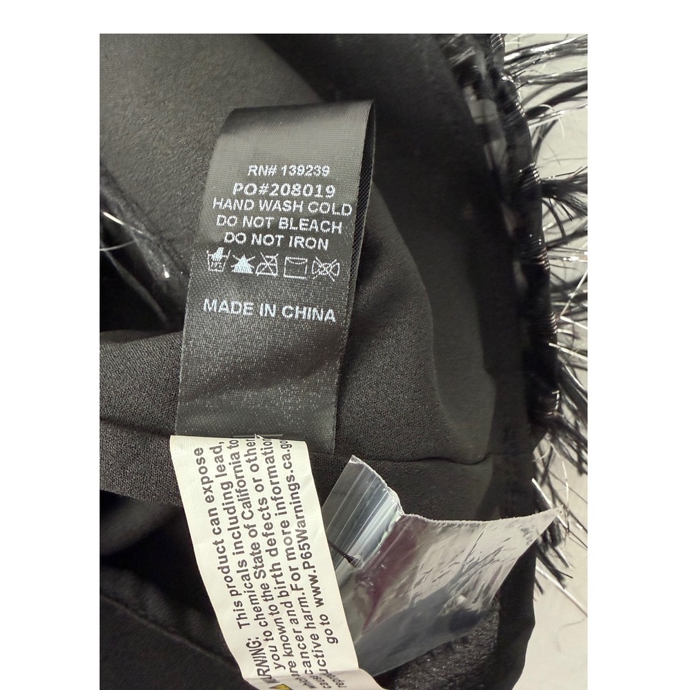 DO+BE Black Silver Tinsel Fringe Open Back Halter Mini Dress GY2191 NWT Large - Picture 9 of 13